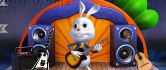 Cartoon rabbit performing on stage